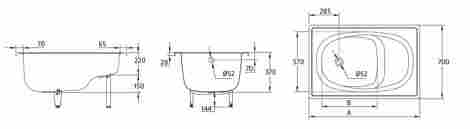 BLB Europa 120x70 ванна стальная, без ножек, с сиденьем, белая фото 2