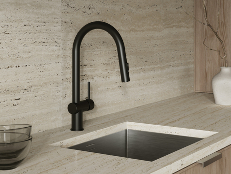 Cersanit Brasko смеситель для кухни с выдвижным изливом, черный фото 6