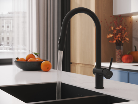 Cersanit Brasko смеситель для кухни с выдвижным изливом, черный фото 8
