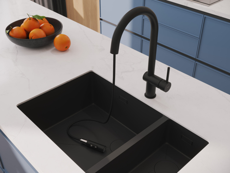 Cersanit Brasko смеситель для кухни с выдвижным изливом, черный фото 9
