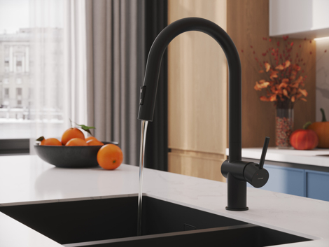 Cersanit Brasko смеситель для кухни с выдвижным изливом, черный фото 10