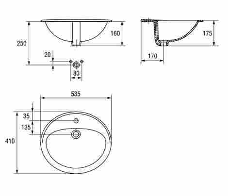 Cersanit Calla 54 Раковина встраиваемая S-UM-Cl/1-w фото 5