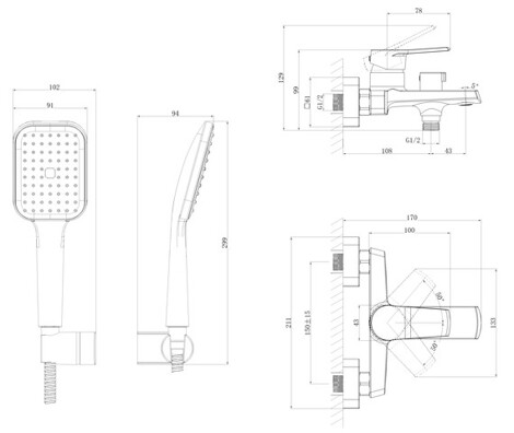 Cersanit City смеситель для ванны с душем однорычажный фото 2