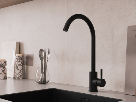 Cersanit Como смеситель для кухни однорычажный, черный фото 6