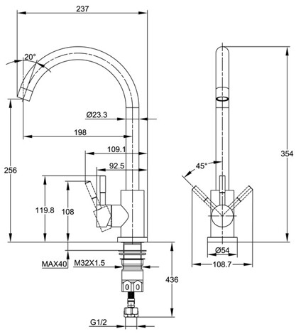 Cersanit Como смеситель для кухни однорычажный, сатин фото 2