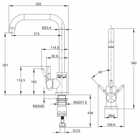 Cersanit Como смеситель для кухни с Г-образным изливом, однорычажный фото 2