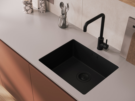 Cersanit Como смеситель для кухни с Г-образным изливом, однорычажный, черный фото 6