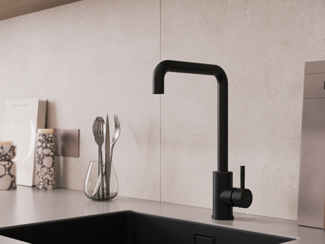 Cersanit Como смеситель для кухни с Г-образным изливом, однорычажный, черный фото 7