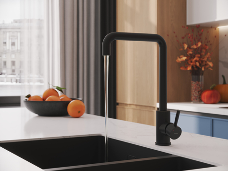 Cersanit Como смеситель для кухни с Г-образным изливом, однорычажный, черный фото 8