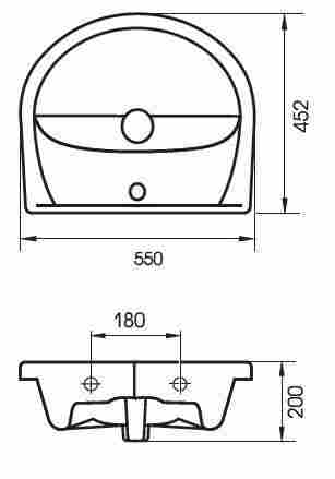 Cersanit Erica 50 Раковина встраиваемая с отверстием под смеситель фото 2