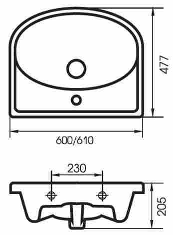 Cersanit Erica 60 Раковина встраиваемая с отверстием под смеситель фото 2