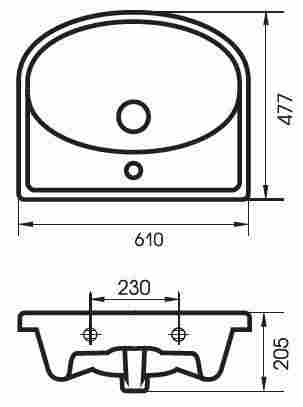 Cersanit Erica 61 Раковина встраиваемая с отверстием под смеситель фото 2