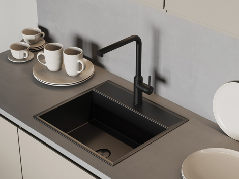 Cersanit Flavis смеситель для кухни однорычажный, черный фото 7