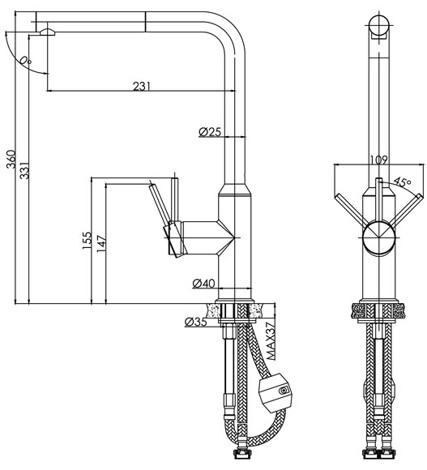 Cersanit Flavis смеситель для кухни с выдвижным изливом фото 2