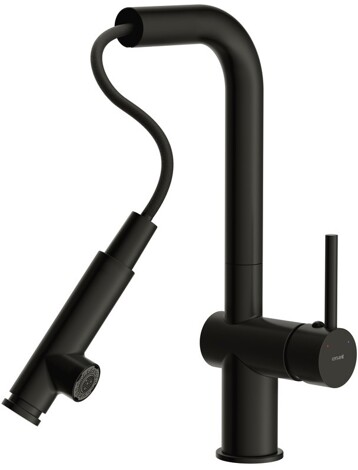 Cersanit Flavis смеситель для кухни с выдвижным изливом, 2 режима, черный фото 5