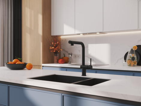 Cersanit Flavis смеситель для кухни с выдвижным изливом, 2 режима, черный фото 7