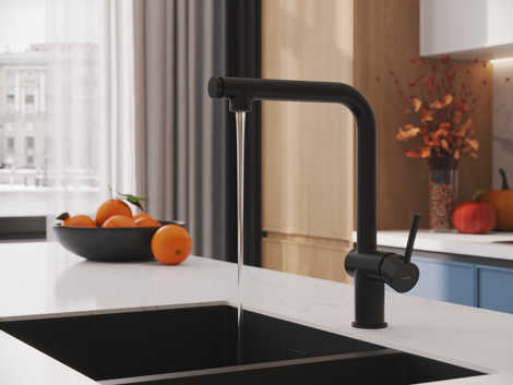 Cersanit Flavis смеситель для кухни с выдвижным изливом, 2 режима, черный фото 8