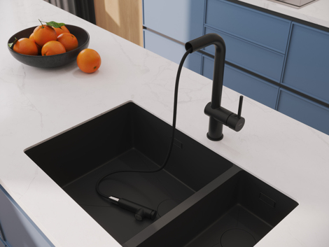 Cersanit Flavis смеситель для кухни с выдвижным изливом, 2 режима, черный фото 9