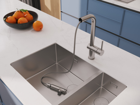 Cersanit Flavis смеситель для кухни с выдвижным изливом, 2 режима, сатин фото 10
