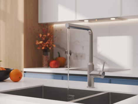 Cersanit Flavis смеситель для кухни с выдвижным изливом, сатин фото 10