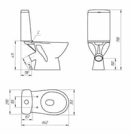 Cersanit Just 3/6 Унитаз-компакт S-KO-JUS031-3/6-PL-w с сиденьем термопласт плавное опускание фото 5