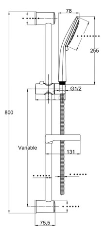 Cersanit Lara Душевой комплект (стойка, 3-режимная лейка, шланг), черный фото 2