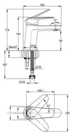 Cersanit Lara Смеситель для раковины средний однорычажный, черный фото 2