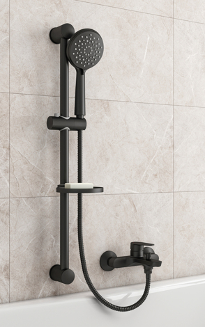 Cersanit Lara смеситель для ванны с душем однорычажный, черный фото 9