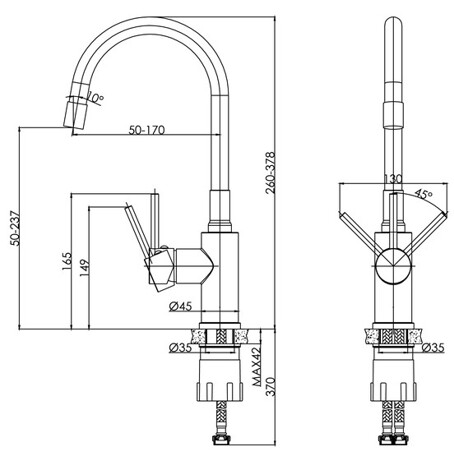 Cersanit Melar смеситель для кухни с гибким изливом, белый фото 2