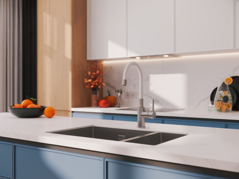 Cersanit Melar смеситель для кухни с гибким изливом, белый фото 8