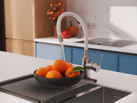 Cersanit Melar смеситель для кухни с гибким изливом, белый фото 10