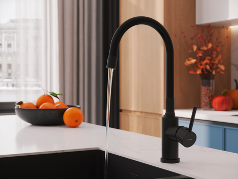 Cersanit Melar смеситель для кухни с гибким изливом, черный фото 8
