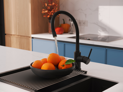 Cersanit Melar смеситель для кухни с гибким изливом, черный фото 10