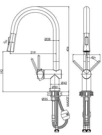 Cersanit Melar смеситель для кухни с выдвижным изливом фото 2