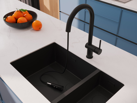 Cersanit Melar смеситель для кухни с выдвижным изливом, черный фото 11