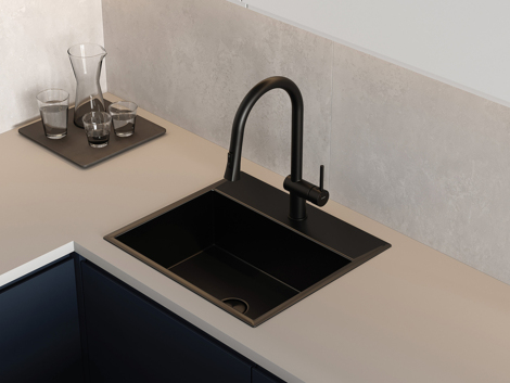 Cersanit Melar смеситель для кухни с выдвижным изливом, черный фото 8