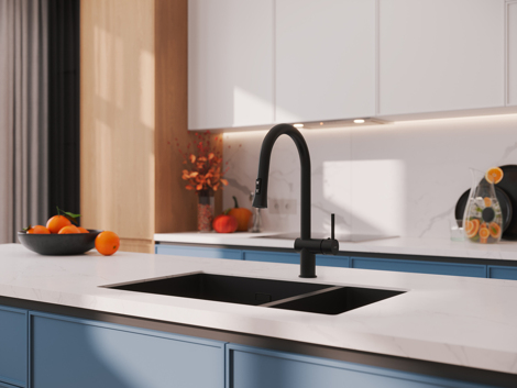 Cersanit Melar смеситель для кухни с выдвижным изливом, черный фото 9