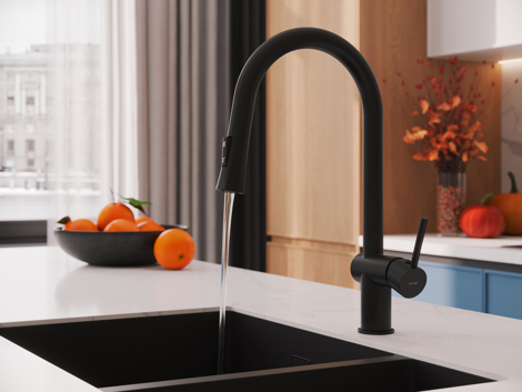 Cersanit Melar смеситель для кухни с выдвижным изливом, черный фото 10