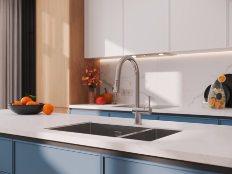 Cersanit Melar смеситель для кухни с выдвижным изливом, сатин фото 7