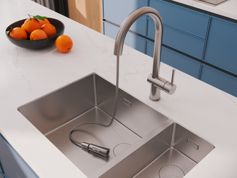 Cersanit Melar смеситель для кухни с выдвижным изливом, сатин фото 9