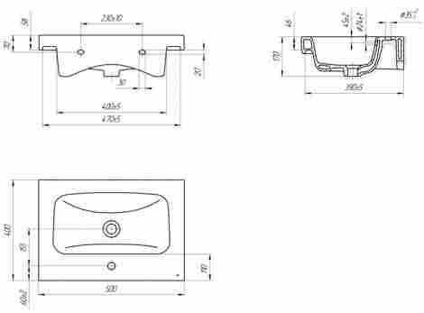 Cersanit Moduo 50 Раковина встраиваемая с отверстием под смеситель фото 2