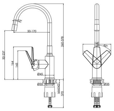 Cersanit Moduo смеситель для кухни с гибким изливом, белый фото 2