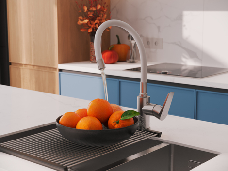 Cersanit Moduo смеситель для кухни с гибким изливом, белый фото 10