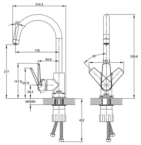 Cersanit Moduo смеситель для кухни с подключением к фильтру с питьевой водой, сатин фото 2