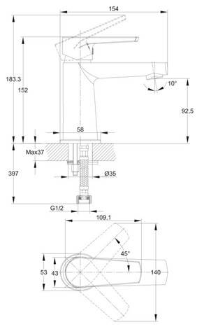 Cersanit Moduo Смеситель для раковины однорычажный фото 2