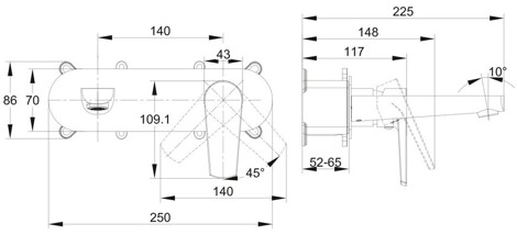 Cersanit Moduo Смеситель для раковины встраиваемый фото 2