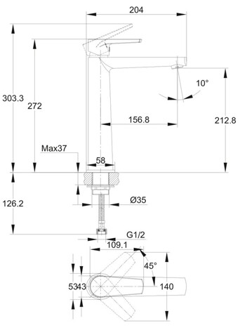 Cersanit Moduo Смеситель для раковины высокий однорычажный фото 2