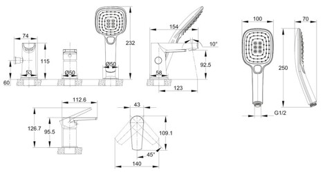 Cersanit Moduo смеситель на борт ванны на 3 отверстия фото 2