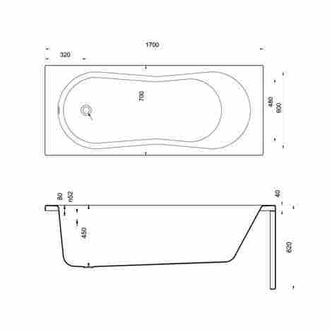 Cersanit Nike 170 Ванна акриловая прямоугольная, без ножек фото 2