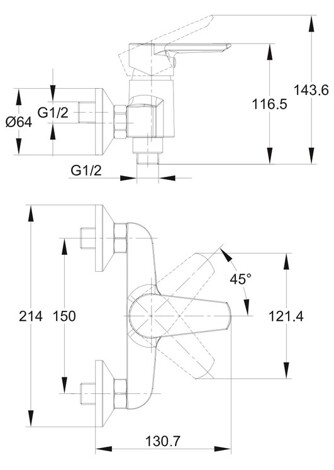 Cersanit Vero смеситель для душа настенный фото 2